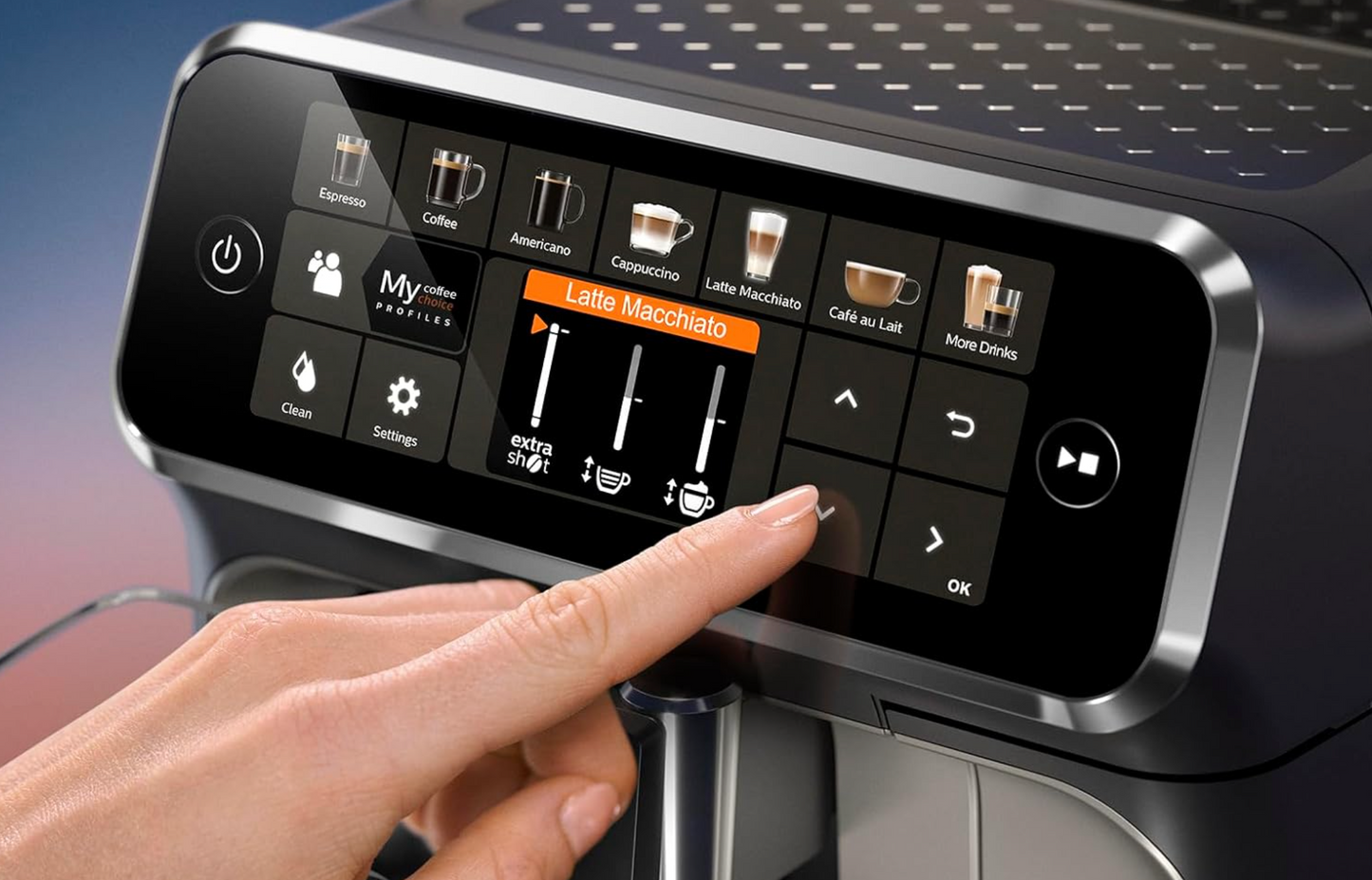 Philips LatteGo 5400 Kaffeevollautomat – Touch Display, 4 Profile, Perfekter Milchschaum (EP5447/90)